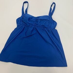Alex Marie Womens Tankini Top Padded Loose Swimsuit Solid Blue Size 10